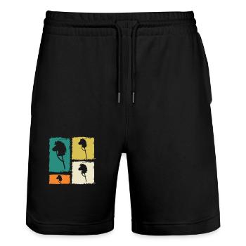 Steckenpferd Hobby Horsing - Stanley/Stella Unisex Bio Joggingshorts Trainer  - Schwarz - Vorne - Nik (191cm) & Marisol (170cm)