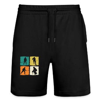 Hockey Players Hockey - Stanley/Stella Trainer Unisex Organic Jogging Shorts - black - Front - Nik (191cm) & Marisol (170cm)