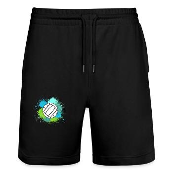 Handball players Handball - Stanley/Stella Trainer Unisex Organic Jogging Shorts - black - Front - Nik (191cm) & Marisol (170cm)