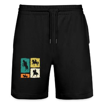 Cheval - Short de jogging bio TRAINER Stanley/Stella unisexe - noir - Devant - Nik (191cm) & Marisol (170cm)