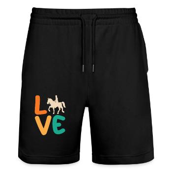 Cheval - Short de jogging bio TRAINER Stanley/Stella unisexe - noir - Devant - Nik (191cm) & Marisol (170cm)