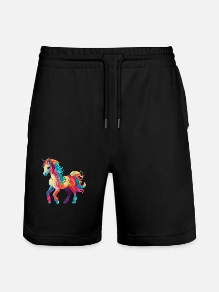 Buntes Pony - Stanley/Stella Unisex Bio Joggingshorts Trainer  - Schwarz