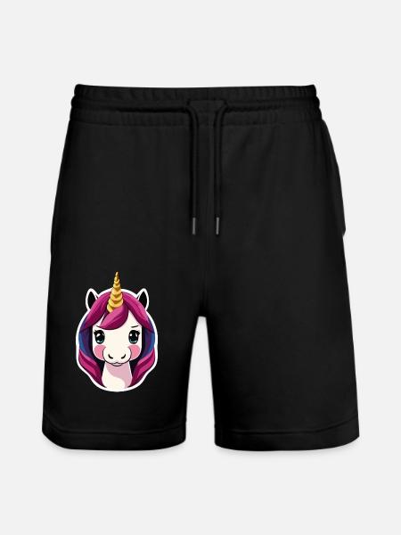 Einhorn - Stanley/Stella Unisex Bio Joggingshorts Trainer - Schwarz