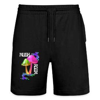 Festival des champignons Goa Rave - Short de jogging bio TRAINER Stanley/Stella unisexe - noir - Devant - Nik (191cm) & Marisol (170cm)