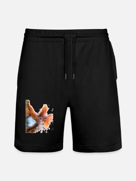 Eichhörnchen Aquarelldesign - Stanley/Stella Unisex Bio Joggingshorts Trainer - Schwarz