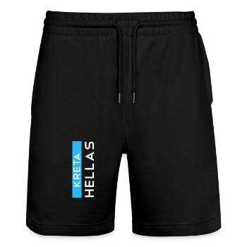 Traditionelles Kreta Souvenir T-Shirt - Stanley/Stella Unisex Bio Joggingshorts Trainer  - Schwarz - Vorne - Nik (191cm) & Marisol (170cm)
