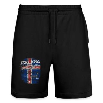 Islande Drapeau de pêche Pêche Poisson Design - Short de jogging bio TRAINER Stanley/Stella unisexe - noir - Devant - Nik (191cm) & Marisol (170cm)