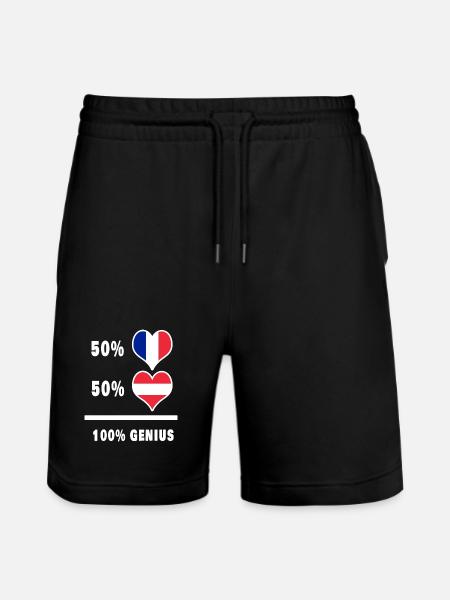 France and Austria Ingenious / Gift - Stanley/Stella Trainer Unisex Organic Jogging Shorts - black