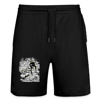 BMX - Short de jogging bio TRAINER Stanley/Stella unisexe - noir - Devant - Nik (191cm) & Marisol (170cm)