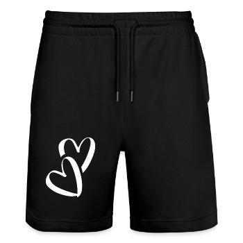 Coeur Petits coeurs Deux coeurs amoureux Pocket - Short de jogging bio TRAINER Stanley/Stella unisexe - noir - Devant - Nik (191cm) & Marisol (170cm)