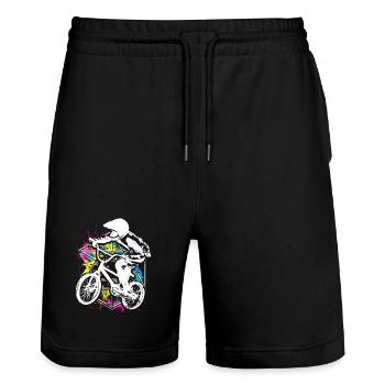 Vélo Bmx coloré - Vélo Bmx coloré - Coloré - Short de jogging bio TRAINER Stanley/Stella unisexe - noir - Devant - Nik (191cm) & Marisol (170cm)