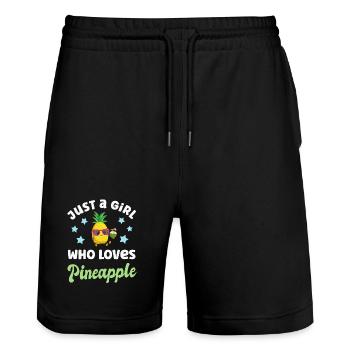Ananas - Short de jogging bio TRAINER Stanley/Stella unisexe - noir - Devant - Nik (191cm) & Marisol (170cm)