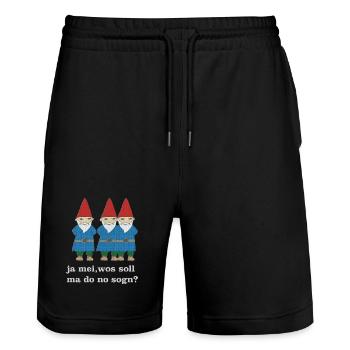 gartenzwerge bayerisch - Stanley/Stella Unisex Bio Joggingshorts Trainer  - Schwarz - Vorne - Nik (191cm) & Marisol (170cm)