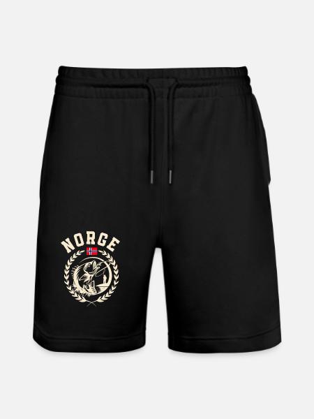 Norwegen Angeln Angler Fischen - Stanley/Stella Unisex Bio Joggingshorts Trainer - Schwarz