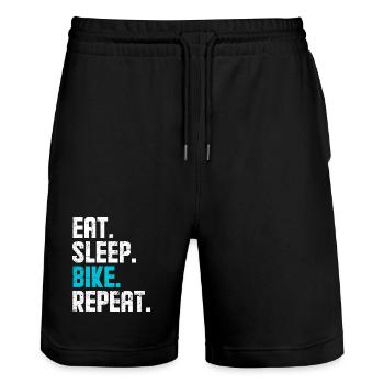 Eat Sleep Bike Repeat – Cycling Quote - Stanley/Stella Trainer Unisex Organic Jogging Shorts - black - Front - Nik (191cm) & Marisol (170cm)