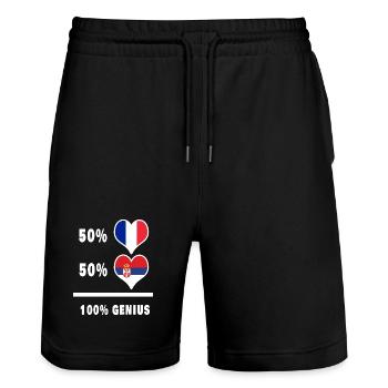 La France et la Serbie génie / cadeau - Short de jogging bio TRAINER Stanley/Stella unisexe - noir - Devant - Nik (191cm) & Marisol (170cm)