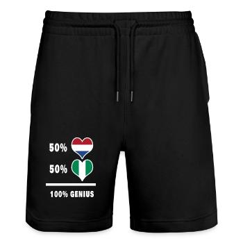 Nigeria and the Netherlands Ingenious flag design - Stanley/Stella Trainer Unisex Organic Jogging Shorts - black - Front - Nik (191cm) & Marisol (170cm)