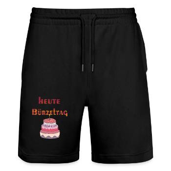 heute bürzeltag - Stanley/Stella Unisex Bio Joggingshorts Trainer  - Schwarz - Vorne - Nik (191cm) & Marisol (170cm)