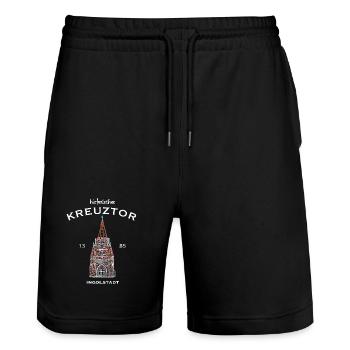 Ingolstadt, historisches Kreuztor, Bayern - Stanley/Stella Unisex Bio Joggingshorts Trainer  - Schwarz - Vorne - Nik (191cm) & Marisol (170cm)