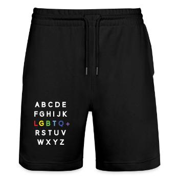 Pride Month LGBTQ - LGBTQ Alphabet - Stanley/Stella Trainer Unisex Organic Jogging Shorts - black - Front - Nik (191cm) & Marisol (170cm)