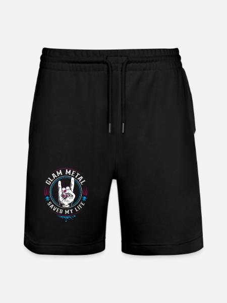 Glam Metal saved my Life - Mano cornut Devil Horns - Stanley/Stella Trainer Unisex Organic Jogging Shorts - black