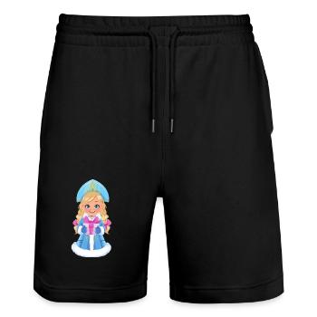 Ded Moroz Snegurotschka russischer Weihnachtsmann - Stanley/Stella Unisex Bio Joggingshorts Trainer  - Schwarz - Vorne - Nik (191cm) & Marisol (170cm)