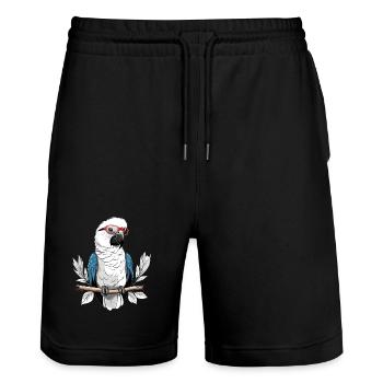Parrot with glasses - Stanley/Stella Trainer Unisex Organic Jogging Shorts - black - Front - Nik (191cm) & Marisol (170cm)