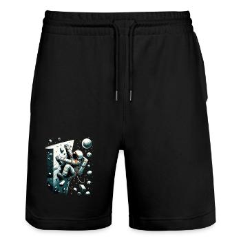 Bouldern Astronaut Raumfahrer Geschenk - Stanley/Stella Unisex Bio Joggingshorts Trainer  - Schwarz - Vorne - Nik (191cm) & Marisol (170cm)