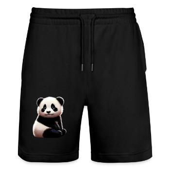 Panda - Stanley/Stella Unisex Bio Joggingshorts Trainer  - Schwarz - Vorne - Nik (191cm) & Marisol (170cm)