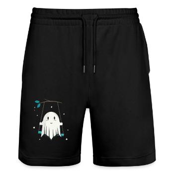 Fröhlicher Geist auf der Schaukel mit Sterne - Stanley/Stella Unisex Bio Joggingshorts Trainer  - Schwarz - Vorne - Nik (191cm) & Marisol (170cm)