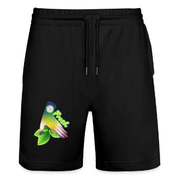 Design der frischen Gradient-Blattuhr - Stanley/Stella Unisex Bio Joggingshorts Trainer  - Schwarz - Vorne - Nik (191cm) & Marisol (170cm)