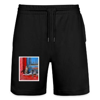 sweet cat - Stanley/Stella Unisex Bio Joggingshorts Trainer  - Schwarz - Vorne - Nik (191cm) & Marisol (170cm)