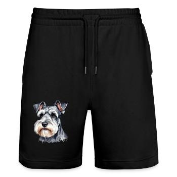 Zwergschnauzer - Stanley/Stella Unisex Bio Joggingshorts Trainer  - Schwarz - Vorne - Nik (191cm) & Marisol (170cm)