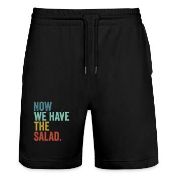 Denglisch Now We Have The Salad - Stanley/Stella Unisex Bio Joggingshorts Trainer  - Schwarz - Vorne - Nik (191cm) & Marisol (170cm)