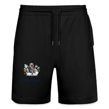Yawning lazy sloth in the office - Stanley/Stella Trainer Unisex Organic Jogging Shorts - black - Front - Nik (191cm) & Marisol (170cm)