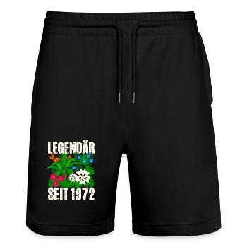 Légendaire depuis 1972 Fleurs - Short de jogging bio TRAINER Stanley/Stella unisexe - noir - Devant - Nik (191cm) & Marisol (170cm)