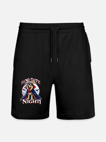 Vampire Dog Fang-tastic Halloween Night - Stanley/Stella Trainer Unisex Organic Jogging Shorts - black