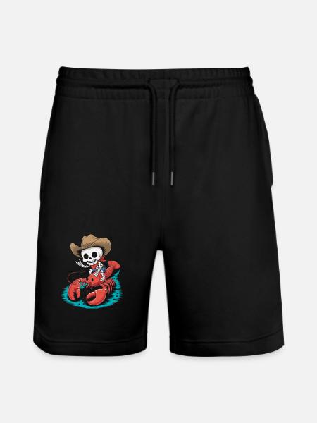 Skelett Cowboy reitet Lobster - Stanley/Stella Unisex Bio Joggingshorts Trainer - Schwarz
