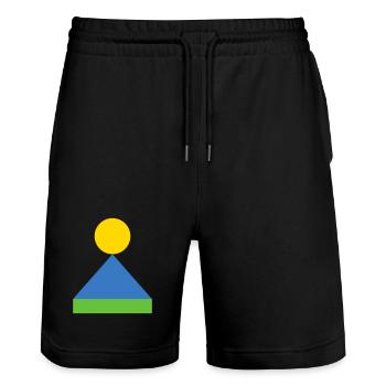 Geometric Triangle Sunrise - Stanley/Stella Trainer Unisex Organic Jogging Shorts - black - Front - Nik (191cm) & Marisol (170cm)