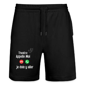 Theater Call Me Emergency - Stanley/Stella Trainer Unisex Organic Jogging Shorts - black - Front - Nik (191cm) & Marisol (170cm)
