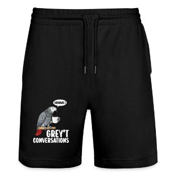 Afrikanischer Grauer Papagei Vogel Humor - Stanley/Stella Unisex Bio Joggingshorts Trainer  - Schwarz - Vorne - Nik (191cm) & Marisol (170cm)
