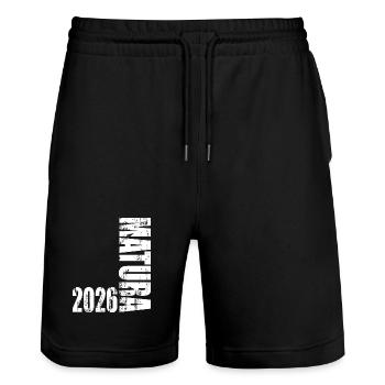 Maturité 2026 - Short de jogging bio TRAINER Stanley/Stella unisexe - noir - Devant - Nik (191cm) & Marisol (170cm)