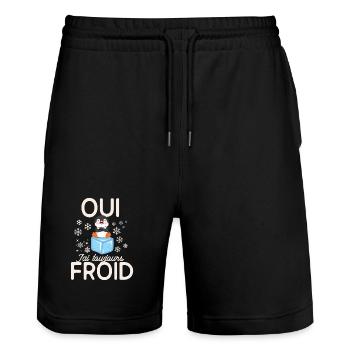 Gefrorener Pinguin immer kalt - Stanley/Stella Unisex Bio Joggingshorts Trainer  - Schwarz - Vorne - Nik (191cm) & Marisol (170cm)