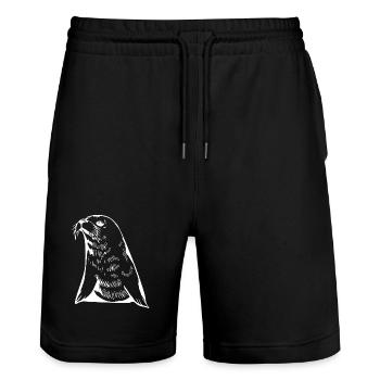 Seal Seal T-shirt Gift Northern Germany - Stanley/Stella Trainer Unisex Organic Jogging Shorts - black - Front - Nik (191cm) & Marisol (170cm)
