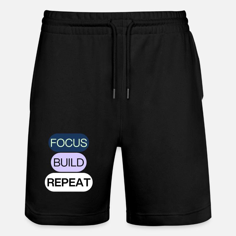 Focus, Build, Repeat – Creator Mindset - Stanley/Stella Unisex Bio Joggingshorts Trainer - Schwarz