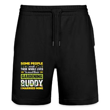 Garden & Plant Lovers Gifts - Stanley/Stella Trainer Unisex Organic Jogging Shorts - black - Front - Nik (191cm) & Marisol (170cm)