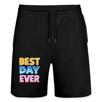 Best day ever - Stanley/Stella Trainer Unisex Organic Jogging Shorts - black - Front - Nik (191cm) & Marisol (170cm)