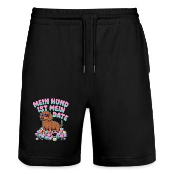Mein Hund Ist Mein Date Funny German Valentine - Stanley/Stella Unisex Bio Joggingshorts Trainer  - Schwarz - Vorne - Nik (191cm) & Marisol (170cm)