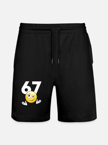 Numer 67 z emotikonem - Stanley/Stella Trainer Unisex Organic Jogging Shorts - black