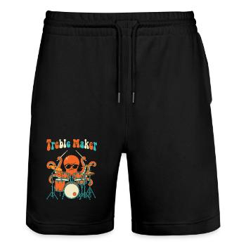 Treble Maker Drummer Musician Pun Drum - Stanley/Stella Trainer Unisex Organic Jogging Shorts - black - Front - Nik (191cm) & Marisol (170cm)